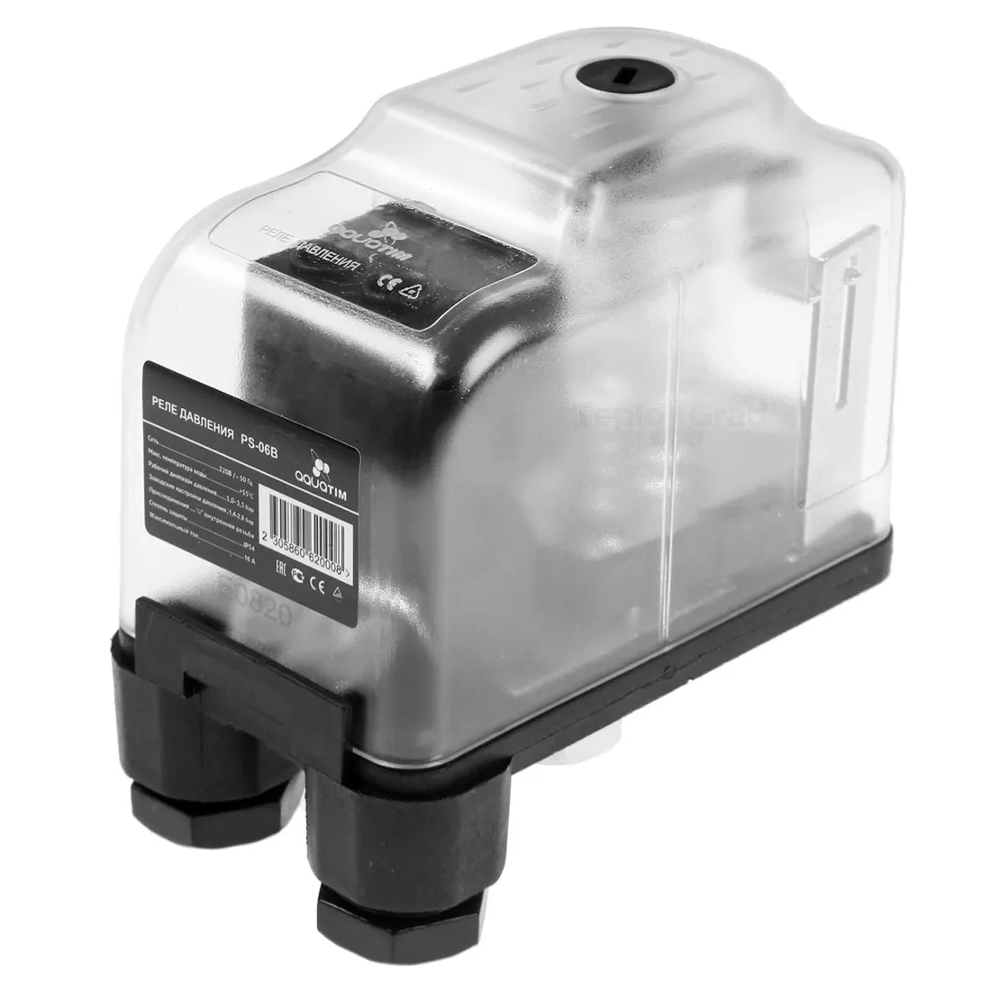 Изображение Реле давления с накидной  гайкой 1/4",прозрачный корпус и наличие шкалы (1.4-2.8 bar) PS-06B TIM