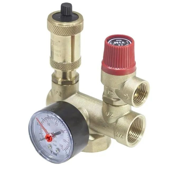 Изображение Группа безопасности для котла с возможностью установки расширительного бака （СОМРАСТ) 3/4"-3 бар  JH1026-3 TIM