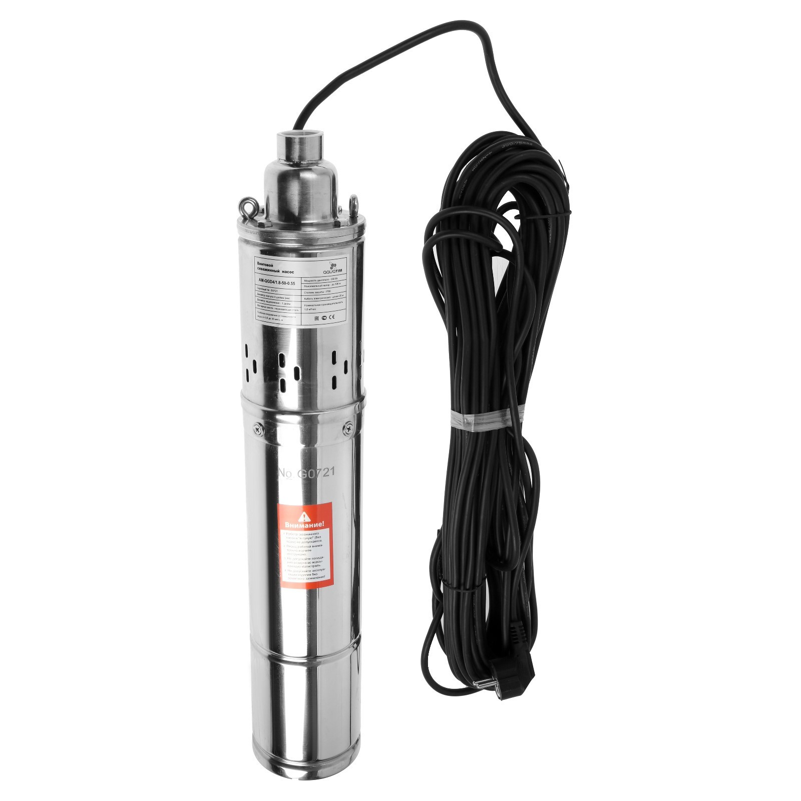 Изображение Винтовой насос с кабелем 20м;  89 mm (3,5 дюйма) , 550 Ват. AM-QGD3.5/1.8-50-0.55 TIM